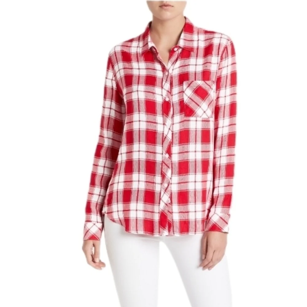 Rails Shirt Plaid Button Down Long Sleeve Red Size L - Picture 4 of 16